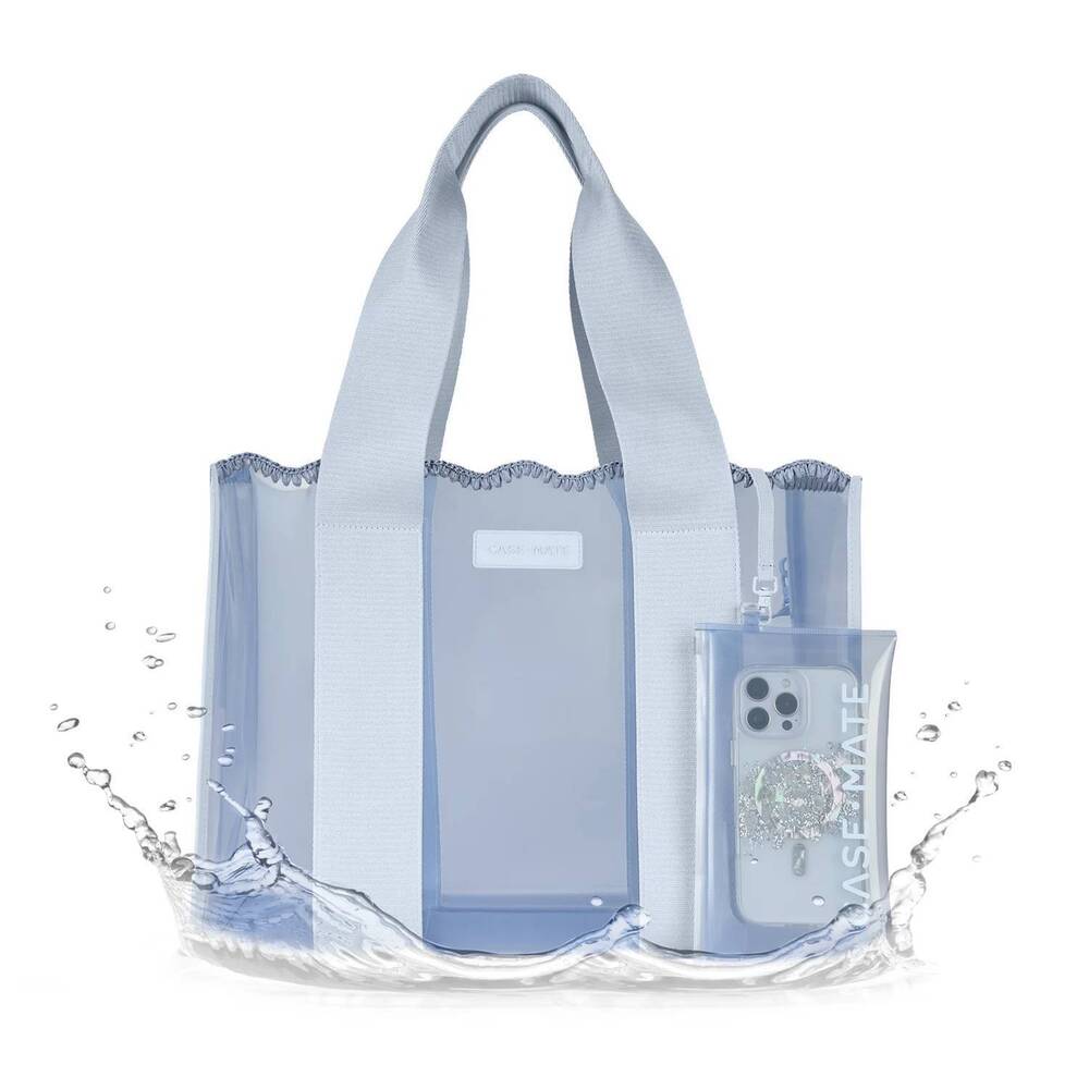 NEW CASE-MATE women's crochet wave jelly tote bag in carolina blue